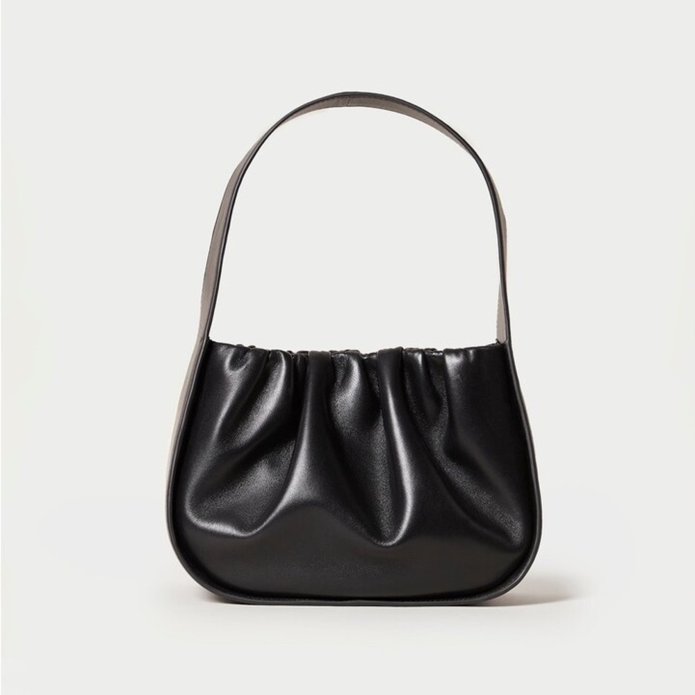 EUC Loeffler Randall Aris Gathered Ruched Petite Shoulder Bag Black Leather - Picture 4 of 15